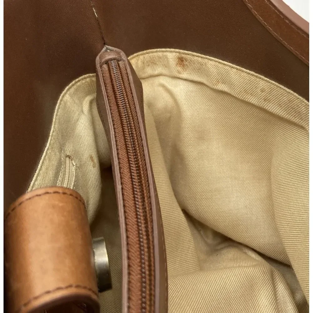 Fossil‎ Floral Canvas Top Handle Satchel Bag w/ Leather Trim & Strap
